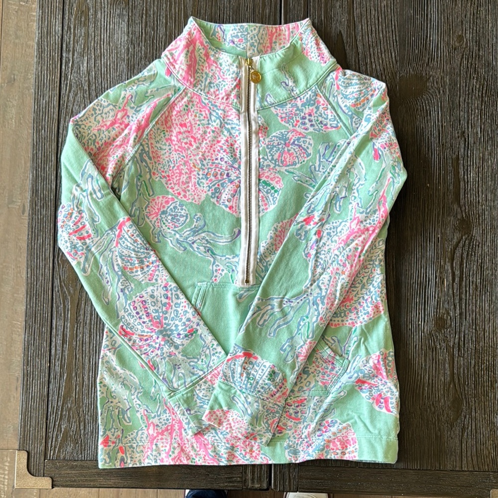 Floral Quarter-Zip Pullover
